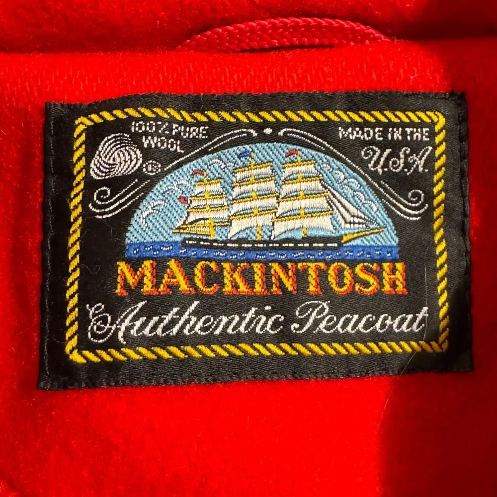 Mackintosh Size 10-11 Red Wool Authentic Peacoat Coat Jacket‎ Made In USA